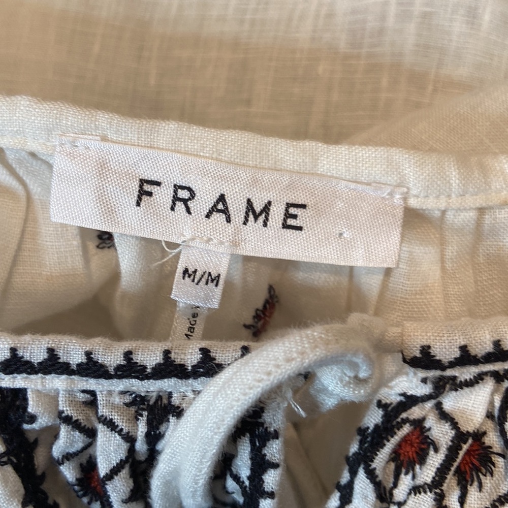 Frame Anita White Embroidered Long Sleeve Blouse - Picture 5 of 7